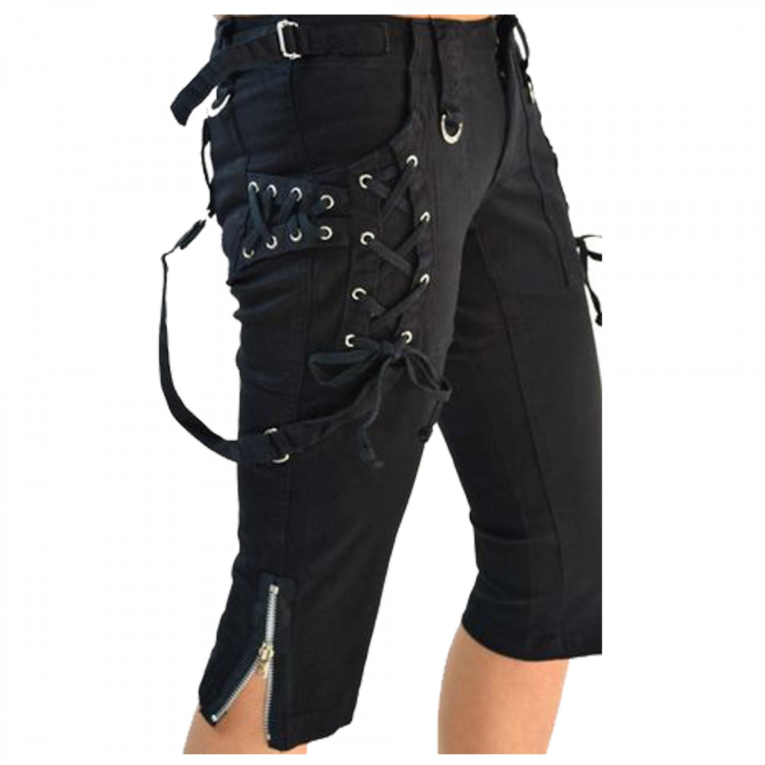 Men Black Gothic Cargo Shorts Edgy Alternative Streetwear